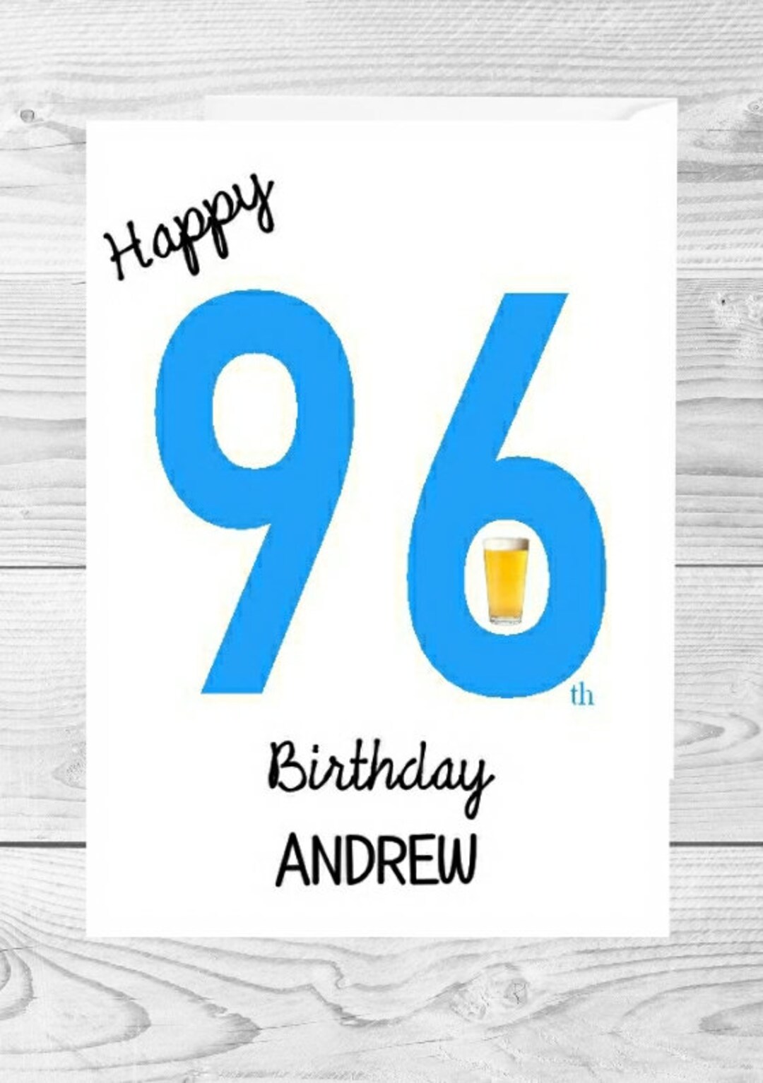 Personalised 96th Birthday Card for Him 96 Ninety Six Years