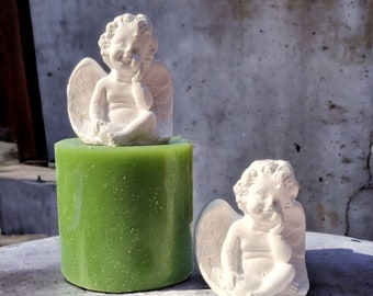 DIY gift idea Make your own gift Silicone mold matt Concrete mold Casting mold for sculptures Little angel (025)