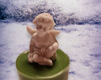 Silicone mold matt casting mold for sculptures handmade for small angel sitting (022) miniature figures