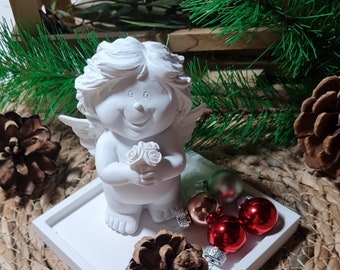 Latex mold angel gives bouquet of flowers (023), 3D mold, super quality, full-form casting mold, concrete casting mold, 3D casting mold, rubber mold for figures