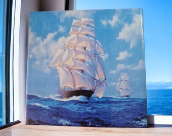 Decorative Decoupage Ceramic Decorative Tile Wall Tile Sailing Ship Ship Sea Holiday Maritime (114) Gift Wall Hanging Tile Decoration