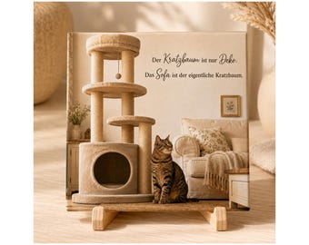 Scratching Post Funny Ceramic Tile Cat Lover Wall Decor Handmade Germany