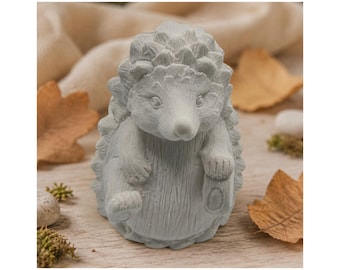Sitting Hedgehog Latex Casting Mold for Concrete Resin Plaster, Small Autumn Decor Figure, approx. 7.4 x 6.1 cm, Handmade Germany