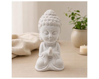 Small Sitting Buddha Cross-Legged Latex Casting Mold for Concrete Raysin Plaster, Praying, approx. 10 x 6 cm, Handmade Germany
