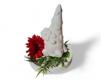 Moule de moulage DIY, en latex - gnome assis avec des pierres sur un chapeau (288) idéal pour Raysin, Keraflott, béton et plus encore