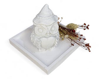 DIY 3D Mold, super quality, full-form mold, latex mold, concrete mold, 3D mold, figures autumn little owl with heart and hat (315)