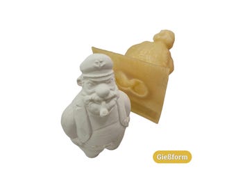 Latex Gießform Kapitän mit Pfeife – 3D Betonform für DIY maritime Deko & Geschenk