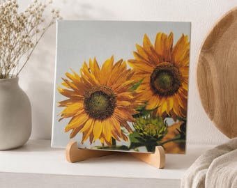 Sonnenblumen Motivfliese aus Keramik, 15 × 15 cm