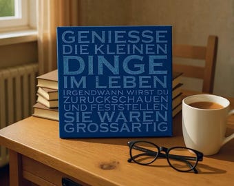 Ceramic picture tile with the saying "Enjoy the little things in life" | Tile with motif | Wall decoration | Gift idea | Tile with saying