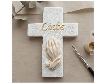 Kreuz Liebe betende Hände – Silikonform für Beton, Raysin, Wachs & Epoxidharz