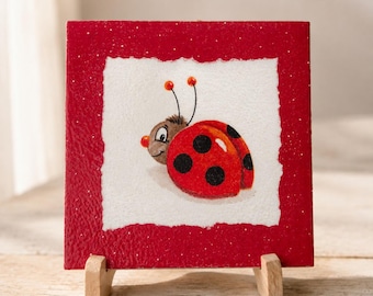 Ladybug Ceramic Tile Wall Decor Lucky Charm Gift Handmade Germany