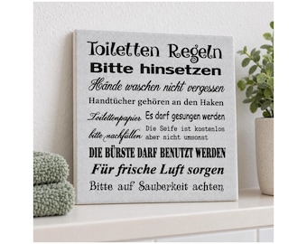 Bathroom Rules Quote Ceramic Tile Grey Marbled Wall Art Guest Toilet Funny Gift Handmade Germany