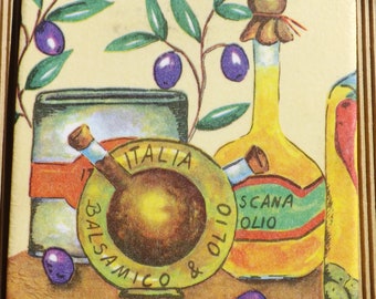 Decorative handmade ceramic Dekofliese, wall tile olive oil bottle (056) gift, tapestry, tiles, decoration, home decor