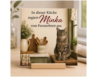 Personalized Ceramic Tile Your Own Cat Photo Name Gift Cat Lovers