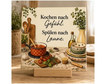 Cook By Feeling Wash Up By Mood Kitchen Quote Ceramic Tile Gift Handmade