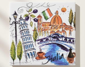 Schiefe Turm von Pisa (138) -Keramik Fliese Decoupage -  Fliese mit Pisa Motiv