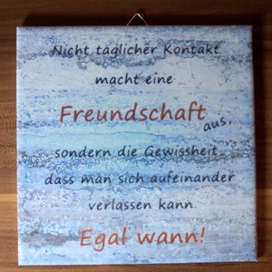 Dekorative handgefertigte Keramik-Dekofliese, Wandfliese Freundschaft Blau Grau 039DP Geschenk, Wandbehang, Fliesen, Dekoration Bild 1