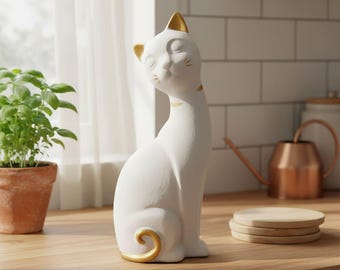 Handgefertigte Latexform für eine elegante sitzende Katze – Vollform zum Gießen mit Beton, Raysin oder Keraflott