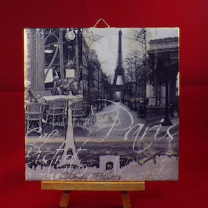 Decorative handmade ceramic Dekofliese, wall tile Paris (029) gift, tapestry, tiles, decoration, home decor