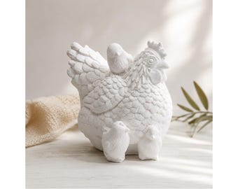 Hen with chicks, latex mold for concrete, Raysin Keraflott large broody hen, Easter hen, farm garden decoration, handmade in Germany