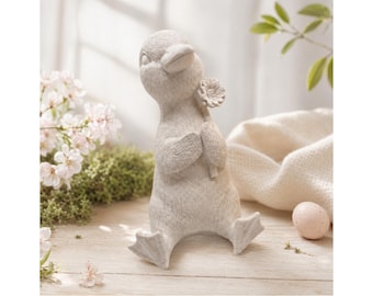 Ente mit Blume Latexform Gießform sitzende Ente Beton Raysin Keraflott Osterdeko Gartendeko Frühling Geschenk Handmade Germany