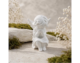 Seated mourning angel, latex mold for concrete, Raysin Keraflott grave angel, memorial angel, grave decoration, small angel, 7 cm, handmade in Germany