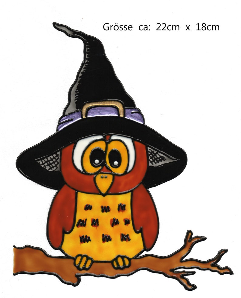 376 Glasmalerei Fensterdekoration Window Sticker Window Color Fensterbild Fenstersticker abl\u00f6sbar Halloween Eule Owl