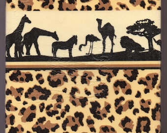 Decorative handmade ceramic Dekofliese, wall tile Safari (016) gift, tapestry, tiles, decoration, home decor
