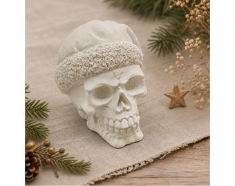 Skull with Santa hat, latex mold approx. 7 cm, Gothic Christmas Skull casting mold, concrete, Raysin Keraflott, Christmas decoration, handmade in Germany