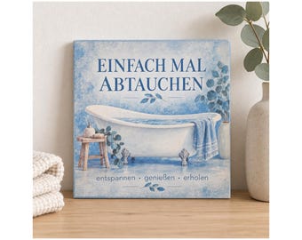 Just Dive In Ceramic Tile Bathroom Wall Decor Spa Quote Gift for Her Handmade Germany