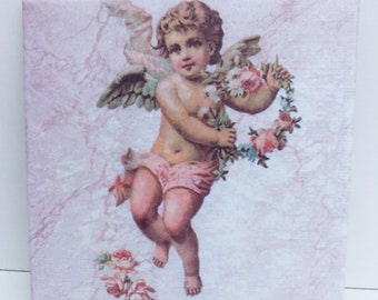 Decorative handmade ceramic Dekofliese, wall tile Angel (031) gift, tapestry, tiles, decoration, home decor