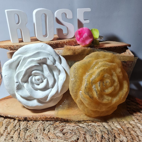 Gießform aus Latex Rosenblüte Rose 04 (261) geeignet für Reliefgießmasse, Beton oder auch Gips. 3D Mold aus Naturkautschuk super Qualität