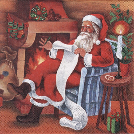 5 servilletas Claus navidad Santa serviettentechnik niños Xmas