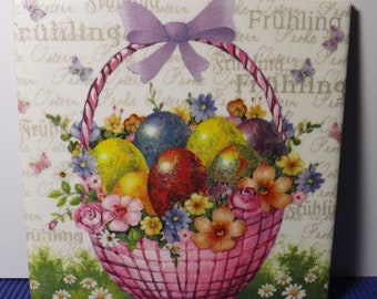 Decorative handmade ceramic Dekofliese, wall tile Easter Basket Easter (060) gift, tapestry, tiles, decoration, home decor