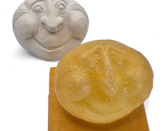 3D casting mold grinning or cheeky stone / latex mold concrete / concrete casting mold stone face / garden figure stone / concrete figure with face