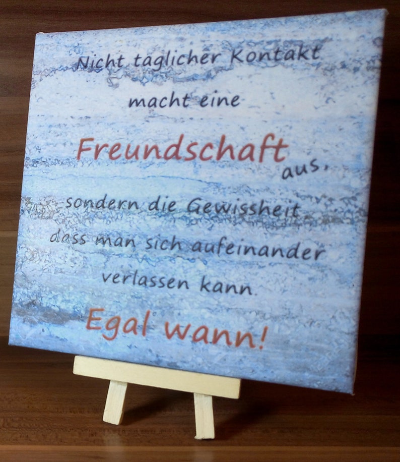 Dekorative handgefertigte Keramik-Dekofliese, Wandfliese Freundschaft Blau Grau 039DP Geschenk, Wandbehang, Fliesen, Dekoration Bild 2