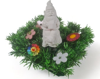 Full-form casting mold made of latex, casting mold for spring decoration, sculptures dwarf on tree trunk (276) Great gift idea for Easter and much more.