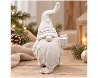 Gnome with Gift Latex Mold for Concrete Raysin Keraflott, Christmas Decor Casting Mold approx. 15 x 8 cm, Handmade in Germany