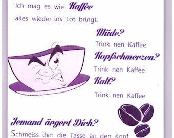 Dekorative handgefertigte Keramik-Dekofliese, Wandfliese Kaffee Spruch (022) Geschenk, Wandbehang, Fliesen, Dekoration, Wohnkultur