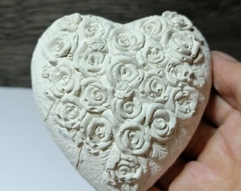 3D casting mold rose heart concrete / concrete casting mold heart with roses / decorative figure flower heart garden garden decoration mold for concrete spring decoration 139
