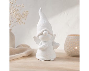 Engel mit Wichtelmütze und Herz Latexform Gießform für Beton Raysin Keraflott Schutzengel Geschenk Wichtel Deko Handmade Germany ca. 15 cm