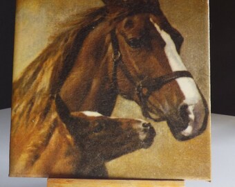Decorative handmade ceramic Dekofliese, wall tile Horse horse head (055) gift, tapestry, tiles, decoration, home decor