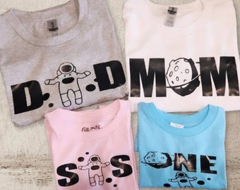 Space family cut files to create matching tshirts for a birthday party