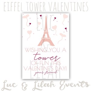 Torre Eiffel San Valentín / París San Valentín / San Valentín parisino / Imprimibles de París / Tarjetas de San Valentín de la Torre Eiffel / Chica Torre Eiffel