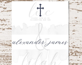 Water Boys First Communion Invitation / Navy First Communion Invitation / Modern First Communion Invitation / Simple First Communion