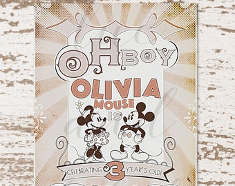 Vintage Mickey and Minnie Mouse Poster Invitation / Vintage Mickey Mouse / Vintage Minnie Mouse / Classic Mickey Mouse / Classic Minnie