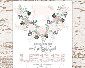 This Little Piggy Invitation / Pink Barn Invitation / Pig Invitation / Girly Barnyard Invitation / Girly Farm Invitation / Piggy Invitation