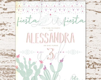 Fiesta Invitation / Cactus Invitation / Let's Taco 'Bout It / Taco Twos-Day / Taco Two-Sday Invitation / Cinco De Mayo Invitation / Fiesta