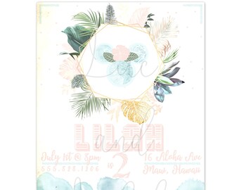 Hawaiian Minnie Mouse Invitation / Tropical Minnie Mouse / Minnie Mouse Luau Invitation / Disney Hawaii / Tropical Disney / Hawaiian Disney