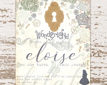 Unlock Wonderland! Alice in Wonderland Invitation / Wonderland Invitation / Down the Rabbit Hole Invitation / Wonderland Party / Disney